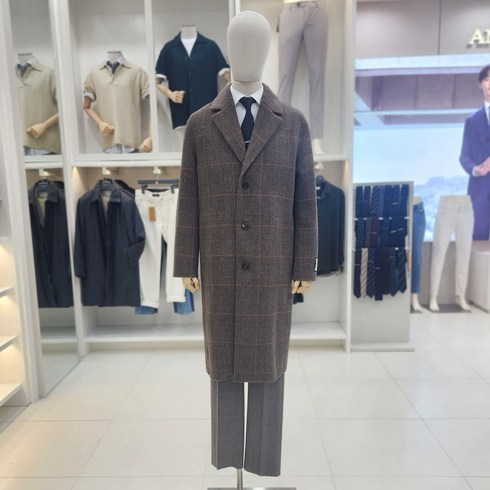 앤드지 캐쥬얼 세미오버 핏 캐시미어 혼방 핸드메이드 기본 싱글 롱 코트BZD4CG1101CBR1