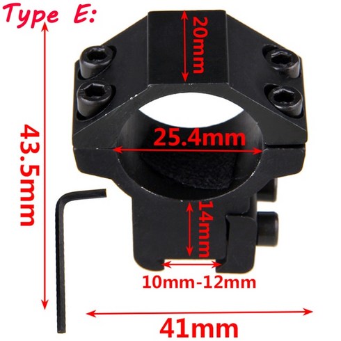 스코프 조준경 에어건 장난감 30mm/25.4mm 라이플 마운트 링 위버 11mm/20mm Dovetail Picatinny 레일 어댑터 프로필 사냥, [05] 금, 1개