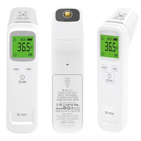 파아이시스 피부 적외선 비접촉식 체온계 PISIS-2021 국산비접촉체온계 발열체크기 업소 식당 필수품 실온 온도체크기, 1개