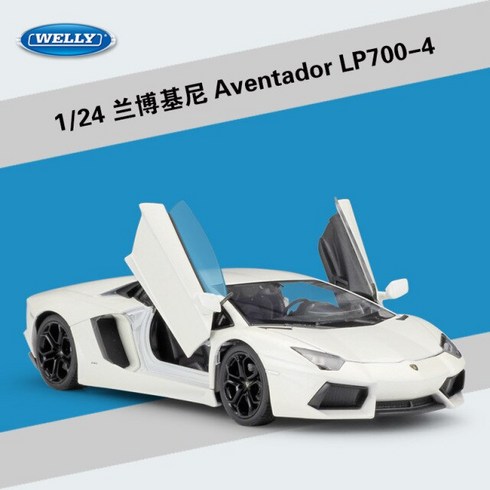 2023년 가성비 최고 모디파이다이캐스트 - Welly 1:24 람보르기니 Aventador LP700-4 다이 캐스트 화이트 핑크 오렌지 블루 옐로우 스포츠 자동차 합, 01 WHITE