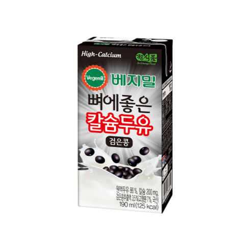 베지밀 뼈에좋은 칼슘 두유 검은콩 190mlx72팩, 190ml, 72개