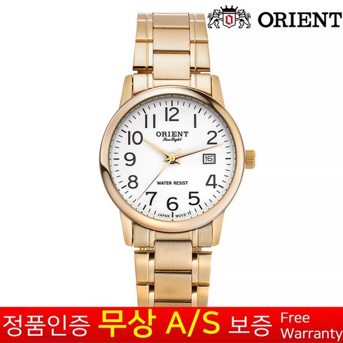 [무상AS보증] [오리엔트] [Orient] 오리엔트 남성남자정장 캘린더기능 재팬무브먼트 골드메탈밴드 아날로그 예물손목시계 OT901MC-1