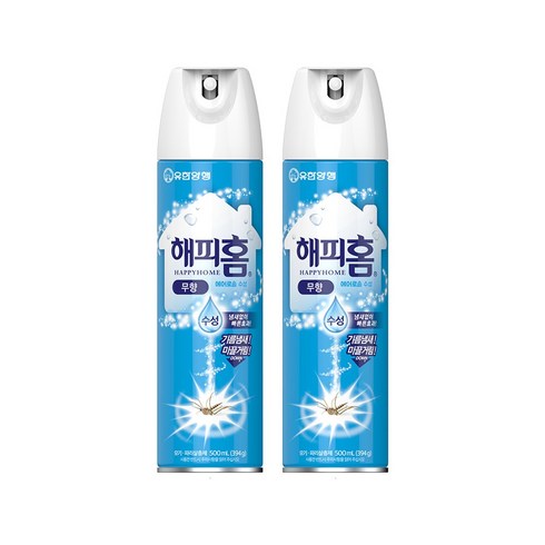 해피홈 유한양행 에어로솔 수성 살충제 무향, 500ml, 2개