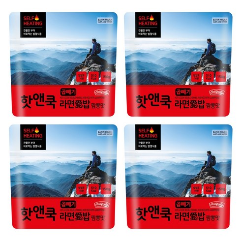 2023년 가성비 최고 발열도시락 - 이지밥 핫앤쿡 곱빼기 라면애밥 짬뽕맛 4개, 150g