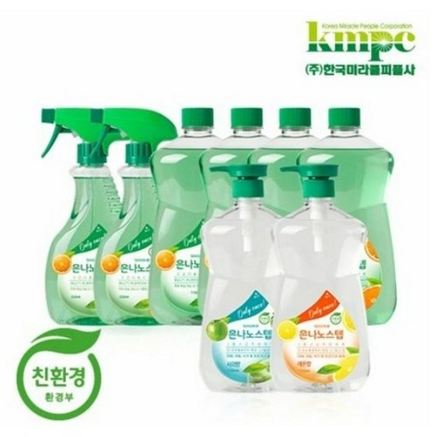 은나노스텝 시즌3 550ml 2개리필 1100ml 6개 - [KT알파쇼핑]시즌3 은나노스텝 다용도세정제 550ml 2개+1 100ml 4개+주방세제1 1000ml 2개, 1개