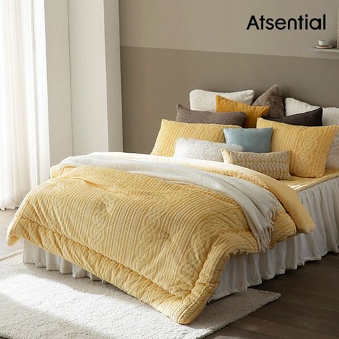[앳센셜]킹_23FW 최신상 니트 번아웃 극세사 침구세트