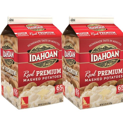 Idahoan Real Premium Mashed Potatoes Mix 아이다호안 리얼 프리미엄 메쉬 포테이토 믹스 인스턴트 으깬 감자 가루 1.47kg 2팩, 2개
