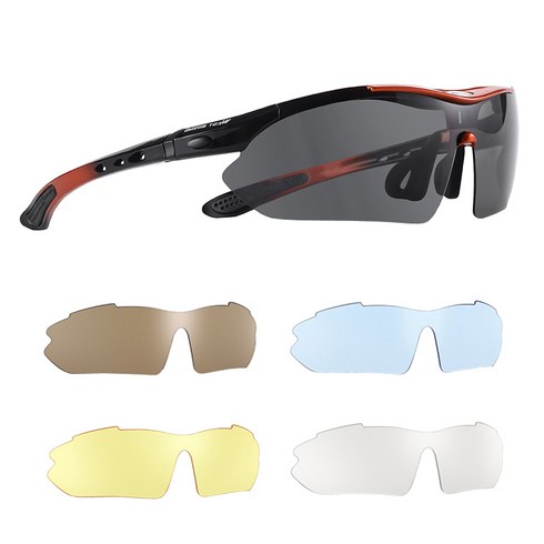 시그니처베이지 스포츠 자전거 5종 렌즈 편광 고글 선글라스 YPZ142, 3142 5종 고글 레드