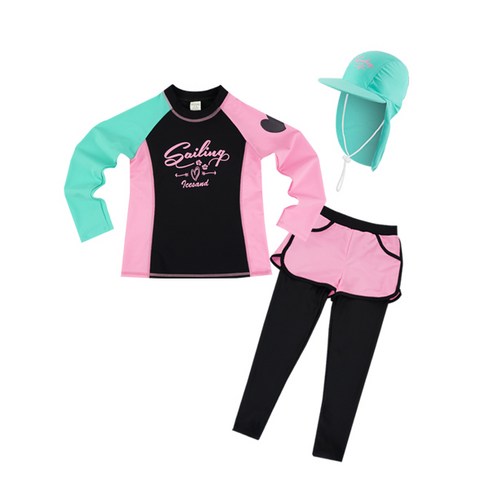 아이스샌드 BR-92021 여아 아동 래쉬가드 수영복 세트