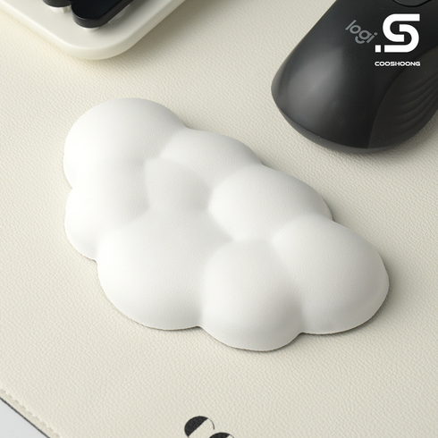 구름손목받침대 - 쿠슝 구름 팜레스트 마우스 손목 받침대 마우스패드 손목 쿠션, 8.White (화이트), 1개