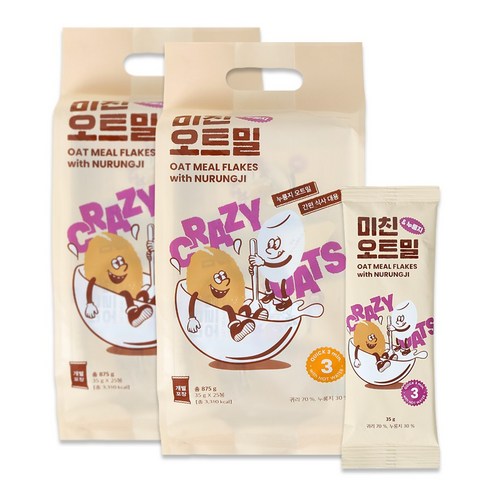 미친오트밀 누룽지 35gX50봉-식사대용/압착귀리/간편식/개별포장, 35g, 50개