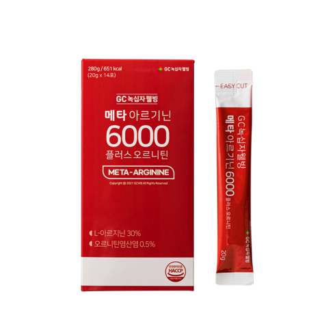 GC녹십자웰빙 메타 아르기닌 6000 플러스 오르니틴 고함량 아르지닌 액상스틱, 14포, 1박스, 280g
