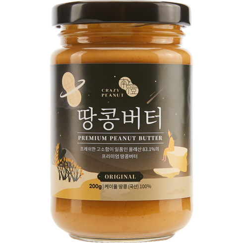 어썸피넛 - 크레이지피넛 땅콩버터 무설탕 100% 국산 땅콩 버터 잼 오리지널, 500g, 1개