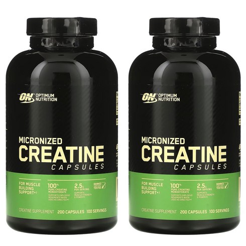 리얼크레아틴 - 옵티멈뉴트리션 Optimum Nutrition Micronized Creatine 옵티멈 뉴트리션 미분화 일 수화물 크레아틴 캡슐, 200정, 2개