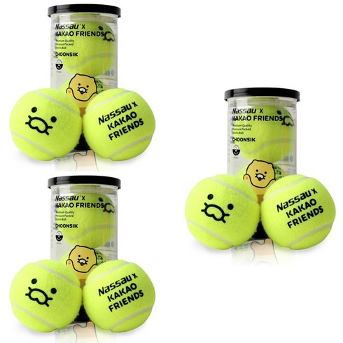 낫소 테니 스공 테니 스볼 선물 2P 3세트 (6개), 3캔, 춘식이 테니스공