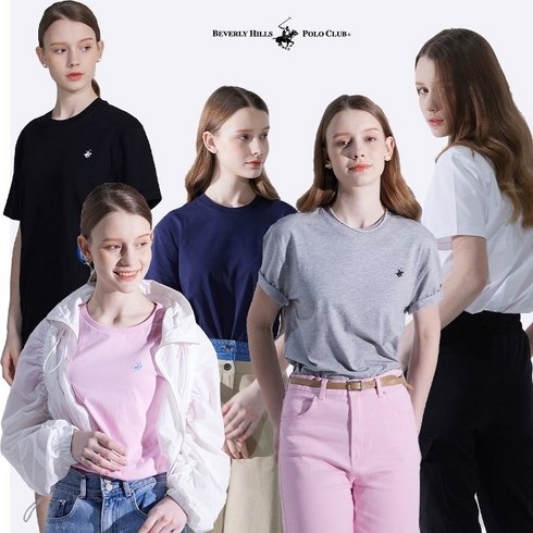 [쇼핑엔티] 비버리힐즈폴로클럽 24SS 클래식 쿨 코튼 반팔 티셔츠 5종 여성