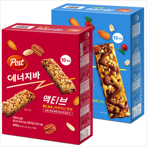 koda에너지바 - 포스트 에너지바 액티브 450g + 에너지바 밸런스 500g, 2개