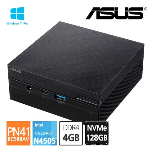 아수스미니pc - 에이수스 ASUS 미니PC PN41-BC588AV N4505 Win11 Pro [ RAM4GB / NVMe128GB ] 4K HDMI, 단품, 4GB