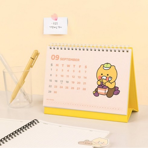 1+1 춘식이달력 2024년 연간계획표 디데이탁상 미니 캘린더 달력 주문 제작, 1개, 핑크