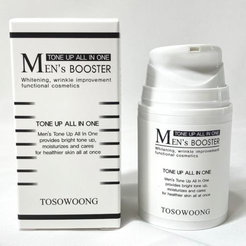 1+1 토소웅 맨즈부스터 톤업 올인원 TOSOWOONG 남성 올인원 화장품 스킨 로션 에센스 크림을 하나로, 2개, 50ml