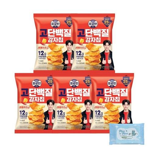 롯데 이지프로틴 고단백질 감자칩 매콤치즈맛 (+물티슈10매증정), 5개, 50g