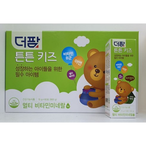 성장하는 우리 아이 필수 영양제 [더팜] 튼튼키즈 멀티비타민미네랄 (15g x 60포) 보라색박스 리뉴얼 제품 출고 건강잡화점과 150세까지, 1개