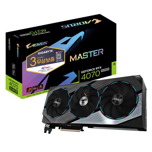 기가바이트 AORUS 지포스 RTX 4070 SUPER Master D6X 12GB 그래픽카드 피씨디렉트, 1개, 선택하세요