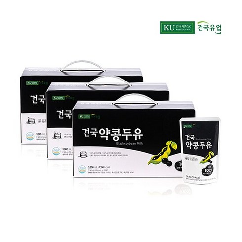 하루약콩 두유 - 건국 약콩두유 60팩 / 100% 국산 검은콩과 국산 약콩, 190ml, 60개