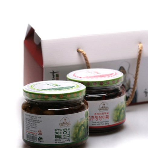 홍쌍리 청매실반찬세트(청매실절임430g +고추장장아찌430g) 청매실 매실절임 홍쌍리매실절임 고추장매실장아찌 홍쌍리장아찌 매실장아찌 홍쌍리매실장아찌 홍쌍리고추장장아찌 홍쌍리청매실, 2병, 430g