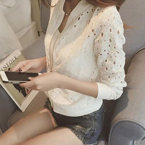 케이에비뉴 아일렛 집업 자켓 레이스 봄 여름 자켓