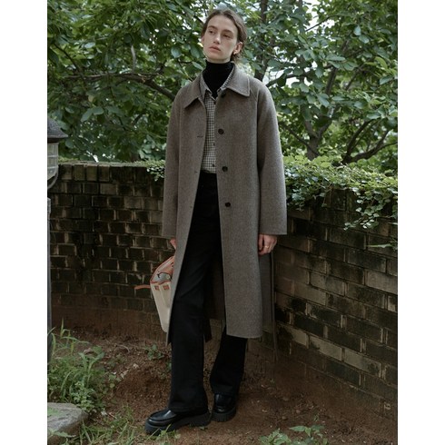 스텝어라운드벨트 - 스텝어라운드 Handmade herringbone belt coat (BROWN)