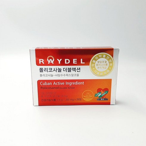 폴리코사놀 더블액션 8박스  - RAYDEL 레이델 폴리코사놀 더블액션 콜레스테롤 영양제 28정, 1개
