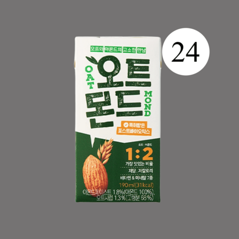 롯데칠성 오트몬드 오리지널 190ml 신제품 맛과영양, 24개