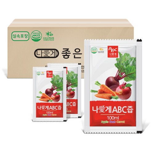 나애게 ABC즙 100mlx90팩 실속포장 프리미엄 사과 레드비트 당근 건강 즙 주스, 90개, 100ml