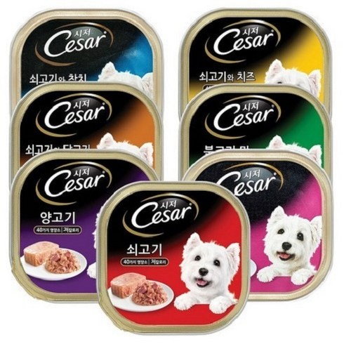 시저 버라이어티팩 반려동물 습식사료 6종 x 2p 세트, 버라이어티, 1세트