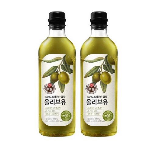 백설 스페인산 압착 올리브유, 900ml, 2개