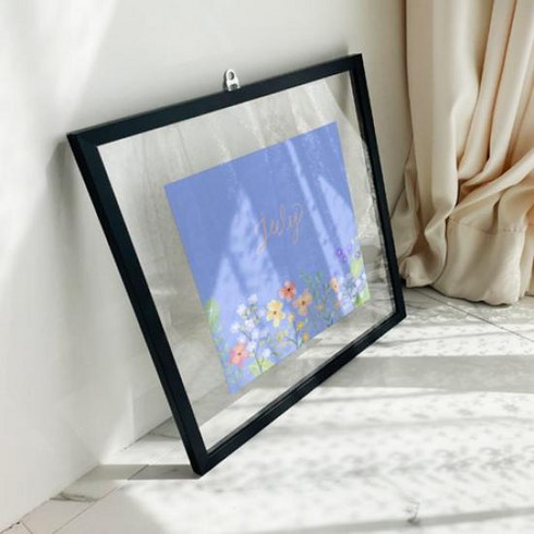 데코밍샵투명액자38CmX38Cm_열두달플라워7월_프레임액자_ac751, 골드브라운