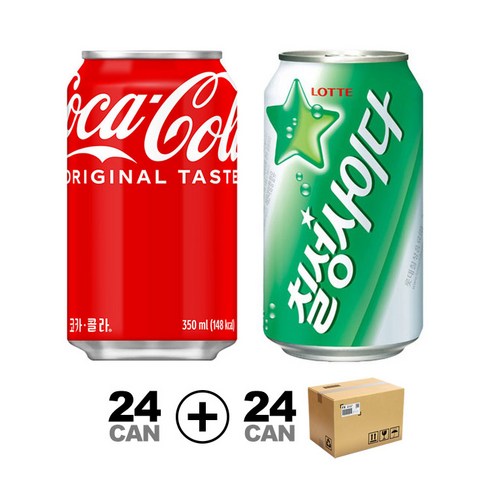 코카콜라 업소용 355ml 24입+칠성사이다 업소용 355ml 24입 (F3), 48개
