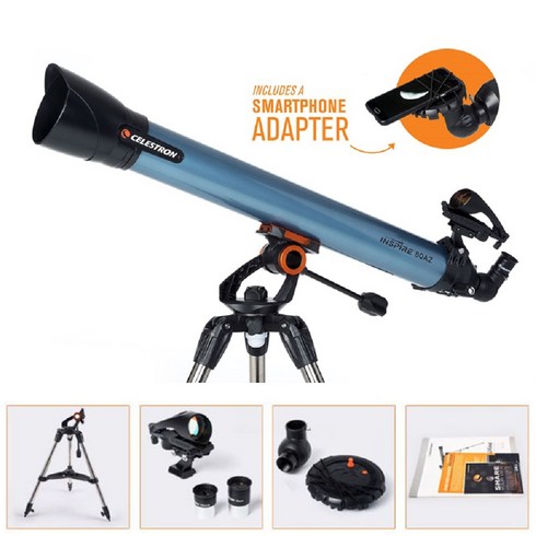 [셀레스트론 정품]Celestron Inspire 80AZ 천체망원경 굴절망원경, 대형별자리판(직경300mm)