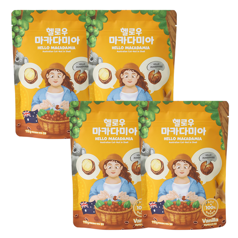 헬로우 마카다미아 총 12봉  - 헬로우 마카다미아 호주 통마카다미아 바닐라, 115g, 4개