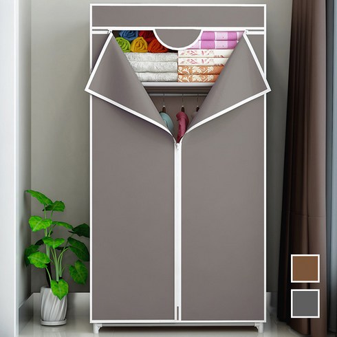 2023년 가성비 최고 천옷장 - 대형 부직포 옷장 조립식 선반 간이옷장 천 비키니 수납, 브라운