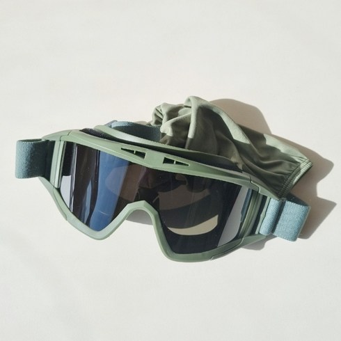 밀리터리 트레이닝 서바이벌 고글 BB탄 눈 보호용 3in1 렌즈교환용 고글세트, 밀리터리 블랙, 1개