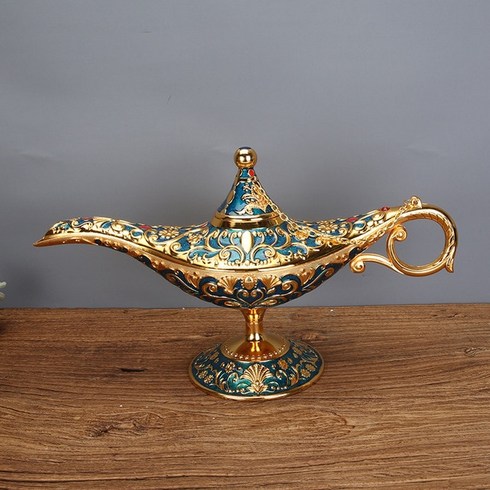 요술램프 알라딘 주전자 대형 매직 램프 러시아 특성 레트로 거실 홈 35cm, 2.Light blue