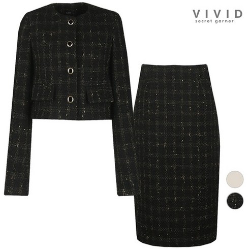 비비드시크릿가너 SET 여성 금사트위드 가을겨울 정장자켓+스커트 세트