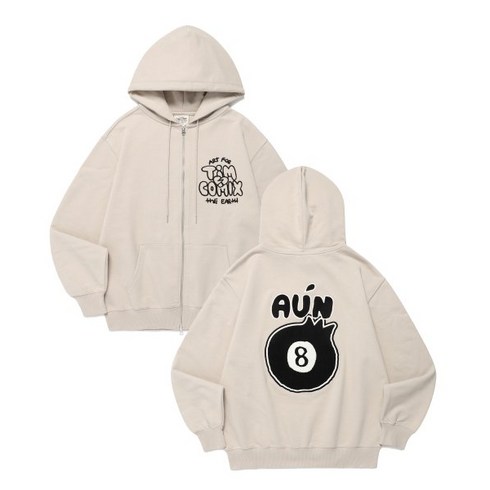 팀코믹스후드집업 - 팀코믹스 후드집업 BOUCLE 8 BALL HOODIE ZIP UP GREIGE