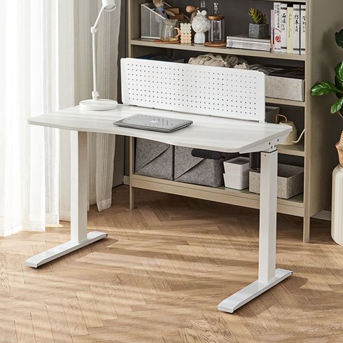 높이조절책상 높이 스탠딩 모션데스크 스탠드, 전동식 높이 조절 책상+백색 천공 플레이트