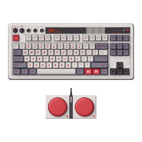 8BitDo 레트로 무선 기계식키보드 PBT키캡 블루투스 유선 텐키리스, B. 레트로 기계식 키보드(회색) + 슈퍼키