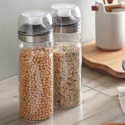 젊은이마켓 내열유리 잡곡통 쌀통 밀폐용기 시리얼통 곡물통 쌀보관통 1100ml, 레벤호프 잡곡보관통 1100ml, 1개