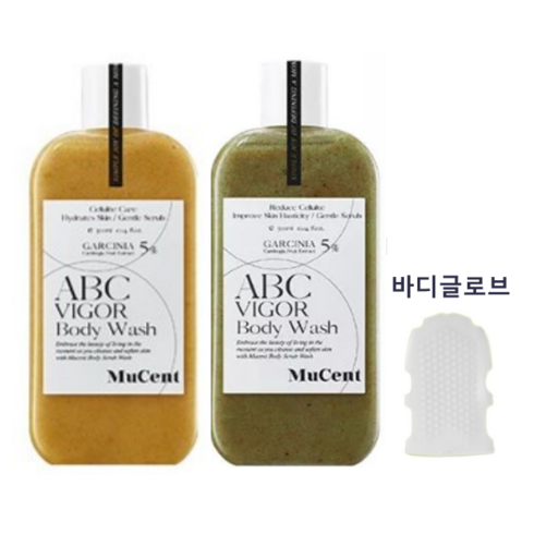 뮤센트 ABC 비거 바디워시 멜로우옐로우 300ml + 프레쉬라임 300ml + 바디글로브 _저자극 스크럽 매끈 촉촉 바디 셀룰라이트 관리