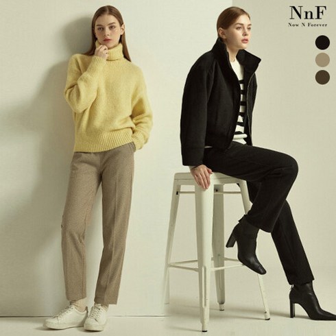 홈쇼핑 의류 NNF 22FW 여성 기모 헤링본 밴딩 팬츠 3종 SET